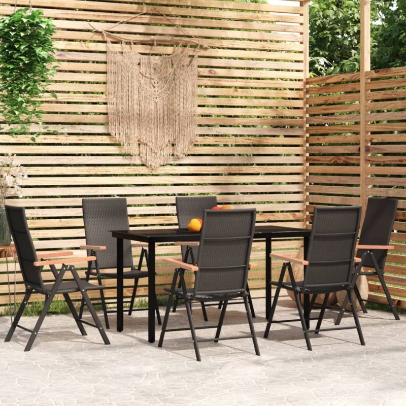 vidaXL Set da Pranzo da Giardino 7 pz Nero vidaXL Set da Pranzo da Giardino 7 pz Nero