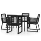vidaXL Set Mobili da Pranzo per Giardino 5 pz Nero vidaXL Set Mobili da Pranzo per Giardino 5 pz Nero