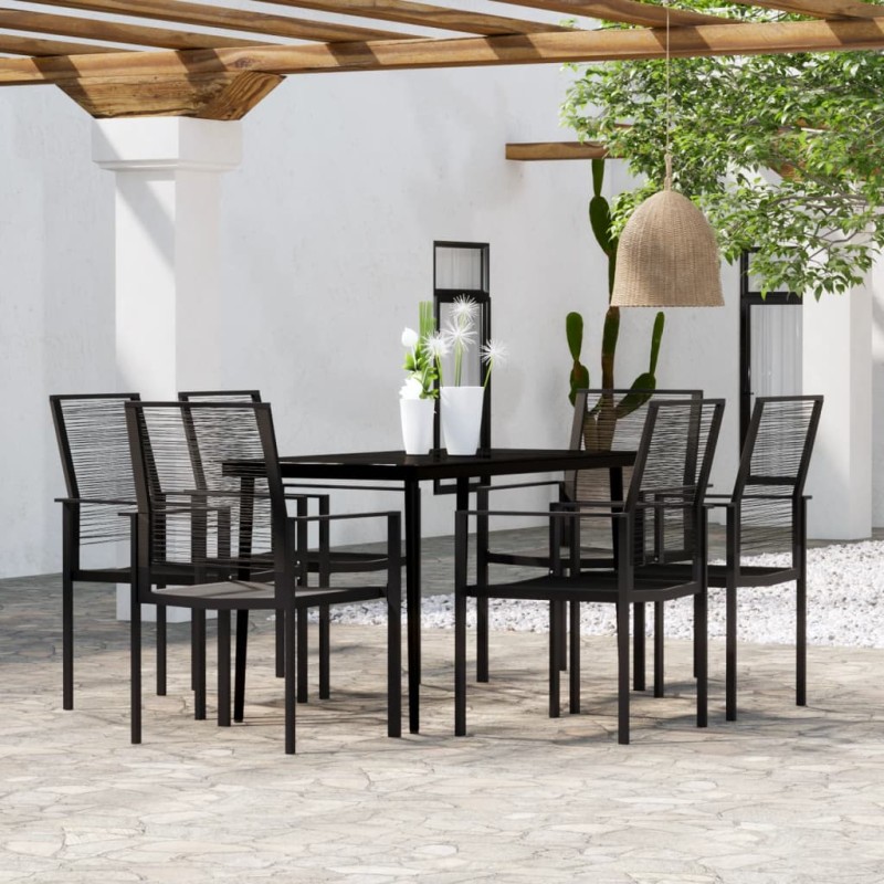 vidaXL Set da Pranzo da Giardino 7 pz Nero vidaXL Set da Pranzo da Giardino 7 pz Nero