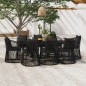vidaXL Set da Pranzo da Giardino 9 pz con Cuscini Nero vidaXL Set da Pranzo da Giardino 9 pz con Cuscini Nero