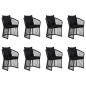 vidaXL Set da Pranzo da Giardino 9 pz con Cuscini Nero vidaXL Set da Pranzo da Giardino 9 pz con Cuscini Nero