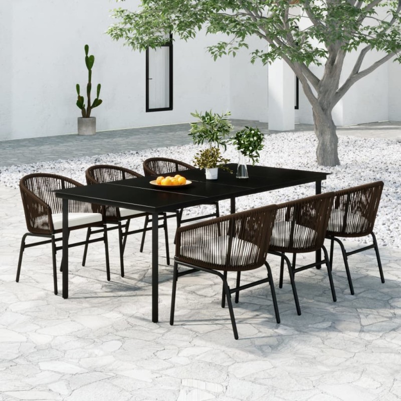 vidaXL Set Mobili da Pranzo da Giardino 7 pz Marrone