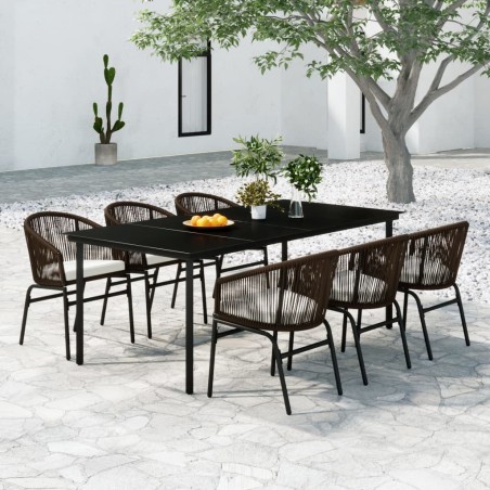 vidaXL Set Mobili da Pranzo da Giardino 7 pz Marrone