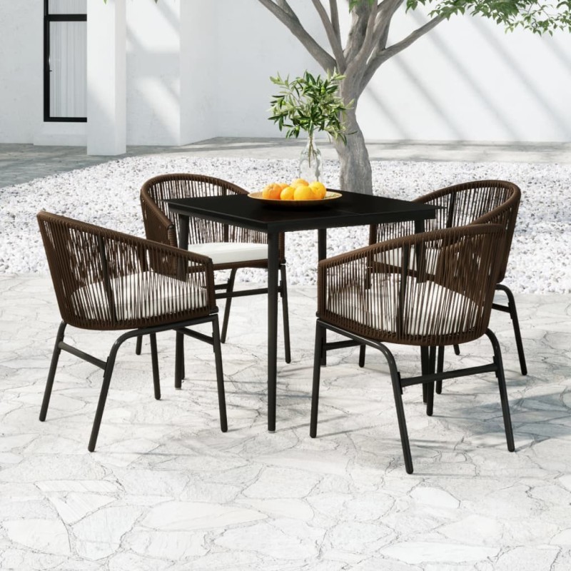 vidaXL Set Mobili da Pranzo per Giardino 5 pz Marrone vidaXL Set Mobili da Pranzo per Giardino 5 pz Marrone