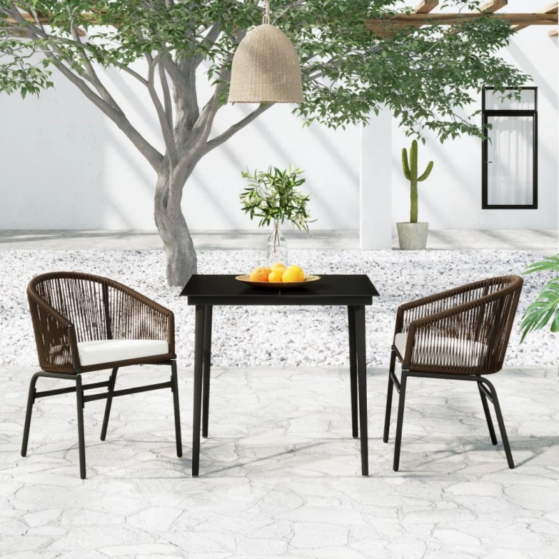 vidaXL Set Mobili da Pranzo per Giardino 3 pz Marrone vidaXL Set Mobili da Pranzo per Giardino 3 pz Marrone