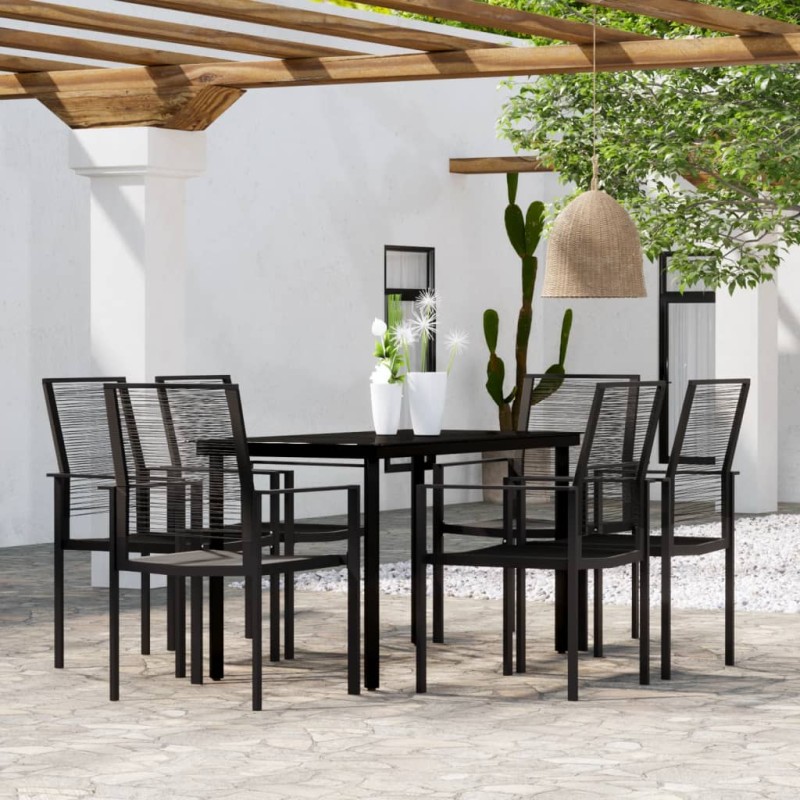 vidaXL Set da Pranzo da Giardino 7 pz Nero vidaXL Set da Pranzo da Giardino 7 pz Nero
