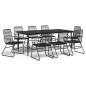 vidaXL Set da Pranzo da Giardino 9 pz Nero in Rattan PVC vidaXL Set da Pranzo da Giardino 9 pz Nero in Rattan PVC