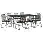 vidaXL Set da Pranzo da Giardino 9 pz Nero in Rattan PVC vidaXL Set da Pranzo da Giardino 9 pz Nero in Rattan PVC