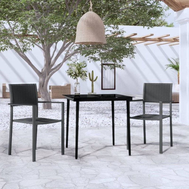 vidaXL Set Mobili da Pranzo per Giardino 3 pz Nero vidaXL Set Mobili da Pranzo per Giardino 3 pz Nero