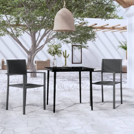 vidaXL Set Mobili da Pranzo per Giardino 3 pz Nero