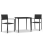 vidaXL Set Mobili da Pranzo per Giardino 3 pz Nero vidaXL Set Mobili da Pranzo per Giardino 3 pz Nero