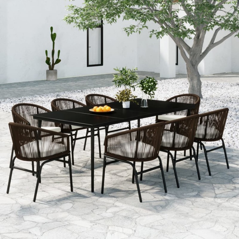 vidaXL Set Mobili da Pranzo da Giardino 9 pz Marrone vidaXL Set Mobili da Pranzo da Giardino 9 pz Marrone