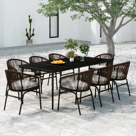 vidaXL Set Mobili da Pranzo da Giardino 9 pz Marrone