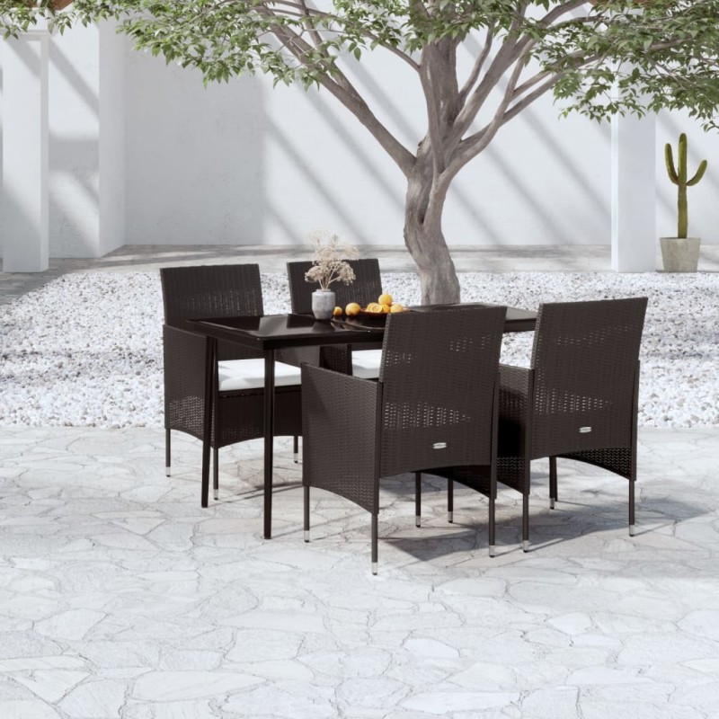 vidaXL Set da Pranzo da Giardino 5 pz con Cuscini Nero vidaXL Set da Pranzo da Giardino 5 pz con Cuscini Nero