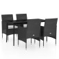 vidaXL Set da Pranzo da Giardino 5 pz con Cuscini Nero vidaXL Set da Pranzo da Giardino 5 pz con Cuscini Nero