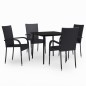 vidaXL Set da Pranzo da Giardino 5 pz Nero vidaXL Set da Pranzo da Giardino 5 pz Nero