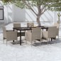 vidaXL Set da Pranzo da Giardino 7 pz con Cuscini Beige e Nero vidaXL Set da Pranzo da Giardino 7 pz con Cuscini Beige e Nero