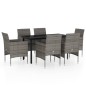 vidaXL Set da Pranzo da Giardino 7 pz con Cuscini Grigio e Nero vidaXL Set da Pranzo da Giardino 7 pz con Cuscini Grigio e Nero