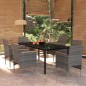 vidaXL Set da Pranzo da Giardino 7 pz con Cuscini Grigio e Nero vidaXL Set da Pranzo da Giardino 7 pz con Cuscini Grigio e Nero
