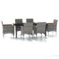 vidaXL Set da Pranzo da Giardino 7 pz con Cuscini Grigio e Nero vidaXL Set da Pranzo da Giardino 7 pz con Cuscini Grigio e Nero
