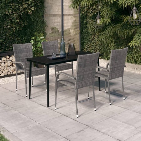 vidaXL Set Mobili da Pranzo da Giardino Grigio e Nero 5 pz