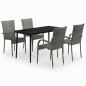 vidaXL Set Mobili da Pranzo da Giardino Grigio e Nero 5 pz