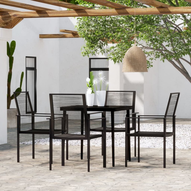 vidaXL Set Mobili da Pranzo per Giardino 5 pz Nero vidaXL Set Mobili da Pranzo per Giardino 5 pz Nero
