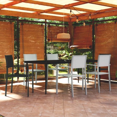 vidaXL Set Mobili da Pranzo da Giardino 7 pz Bianco e Nero