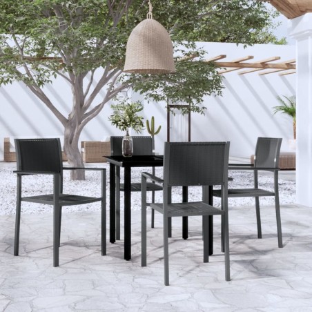 vidaXL Set da Pranzo da Giardino 5 pz Nero