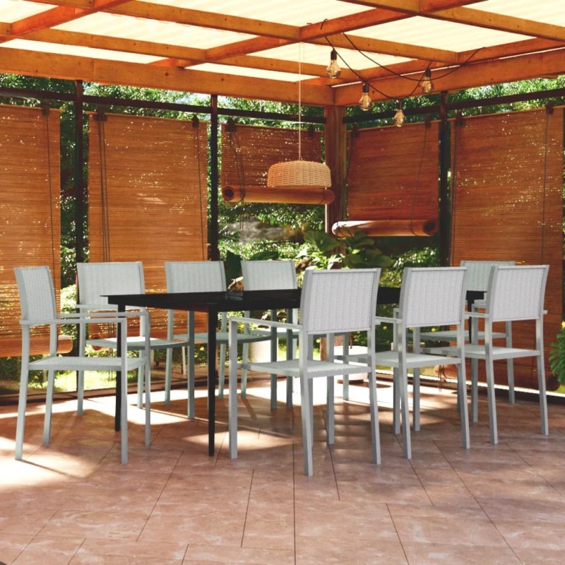 vidaXL Set da Pranzo da Giardino 9 pz Bianco vidaXL Set da Pranzo da Giardino 9 pz Bianco