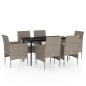 vidaXL Set da Pranzo da Giardino 7 pz con Cuscini Beige e Nero vidaXL Set da Pranzo da Giardino 7 pz con Cuscini Beige e Nero