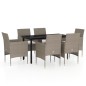 vidaXL Set da Pranzo da Giardino 7 pz con Cuscini Beige e Nero vidaXL Set da Pranzo da Giardino 7 pz con Cuscini Beige e Nero