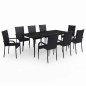 vidaXL Set da Pranzo per Giardino 9 pz con Cuscini Neri vidaXL Set da Pranzo per Giardino 9 pz con Cuscini Neri