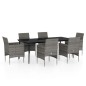 vidaXL Set da Pranzo da Giardino 7 pz con Cuscini Grigio e Nero