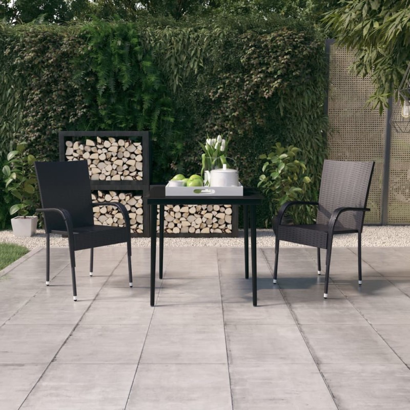 vidaXL Set Mobili da Pranzo per Giardino 3 pz Nero