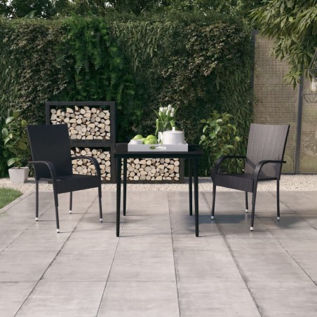 vidaXL Set Mobili da Pranzo per Giardino 3 pz Nero