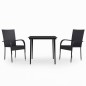 vidaXL Set Mobili da Pranzo per Giardino 3 pz Nero