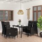 vidaXL Set da Pranzo per Giardino 5 pz con Cuscini Nero vidaXL Set da Pranzo per Giardino 5 pz con Cuscini Nero