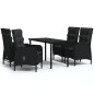 vidaXL Set da Pranzo per Giardino 5 pz con Cuscini Nero vidaXL Set da Pranzo per Giardino 5 pz con Cuscini Nero