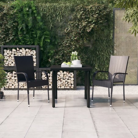 vidaXL Set Mobili da Pranzo per Giardino 3 pz Nero