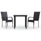vidaXL Set Mobili da Pranzo per Giardino 3 pz Nero vidaXL Set Mobili da Pranzo per Giardino 3 pz Nero