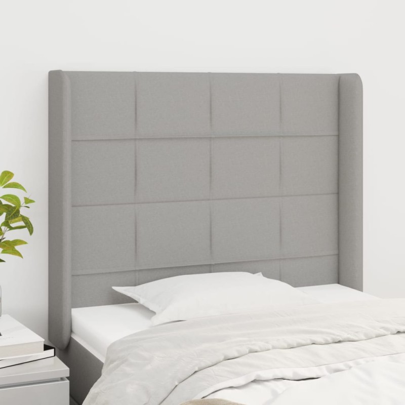 Testiera ad Orecchio Grigio Chiaro 103x16x118/128 cm in Tessuto Testiera ad Orecchio Grigio Chiaro 103x16x118/128 cm in Tessuto