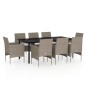 vidaXL Set da Pranzo per Giardino 9 pz con Cuscini Beige e Nero vidaXL Set da Pranzo per Giardino 9 pz con Cuscini Beige e Nero