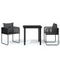 vidaXL Set Mobili da Pranzo per Giardino 3 pz Nero vidaXL Set Mobili da Pranzo per Giardino 3 pz Nero