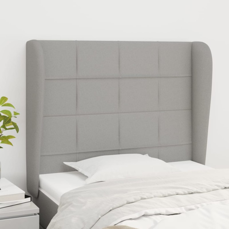 Testiera ad Orecchio Grigio Chiaro 83x23x118/128 cm in Tessuto Testiera ad Orecchio Grigio Chiaro 83x23x118/128 cm in Tessuto