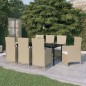 vidaXL Set Mobili da Pranzo da Giardino 9 pz con Cuscini Beige vidaXL Set Mobili da Pranzo da Giardino 9 pz con Cuscini Beige
