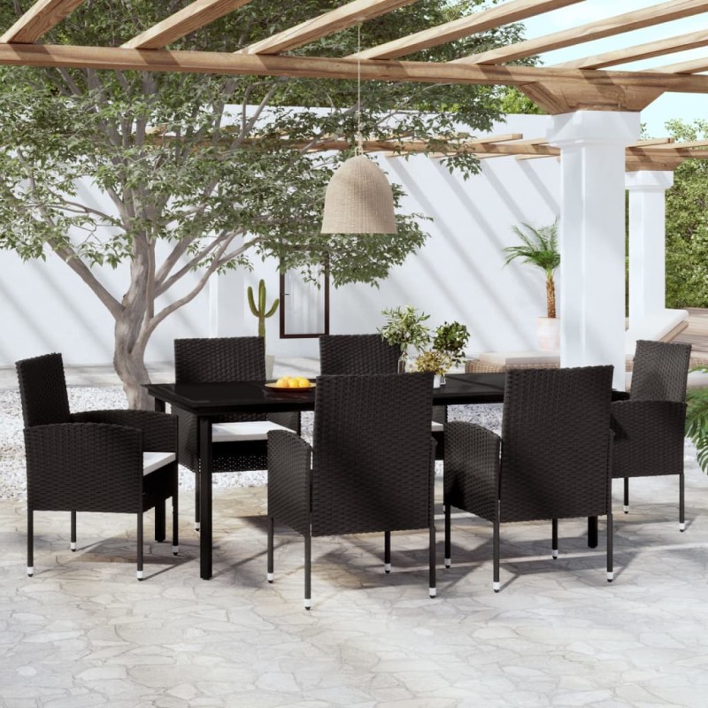 idaXL Set Mobili da Pranzo per Giardino 7 pz Nero idaXL Set Mobili da Pranzo per Giardino 7 pz Nero