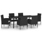 idaXL Set Mobili da Pranzo per Giardino 7 pz Nero idaXL Set Mobili da Pranzo per Giardino 7 pz Nero