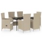 vidaXL Set Mobili da Pranzo per Giardino con Cuscini 7 pz Beige vidaXL Set Mobili da Pranzo per Giardino con Cuscini 7 pz Beige