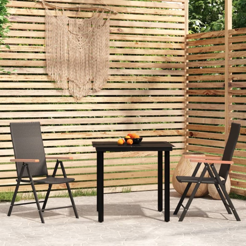 vidaXL Set Mobili da Pranzo per Giardino 3 pz Nero vidaXL Set Mobili da Pranzo per Giardino 3 pz Nero